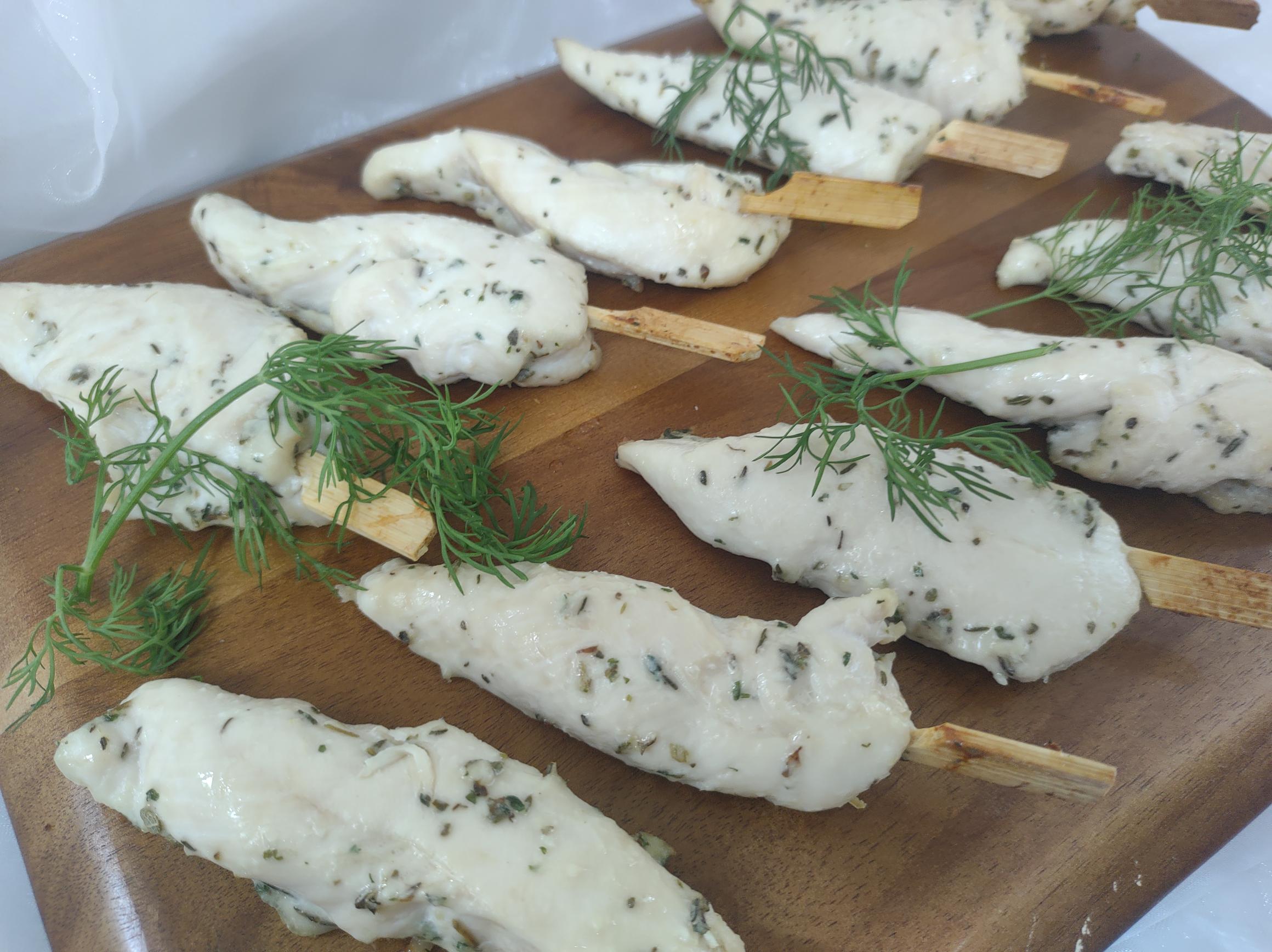 Chicken skewer canapes